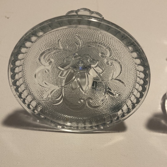 Cut Glass Candle Holder Set of 2 w/ Finger Loop Handles - Picture 4 of 5